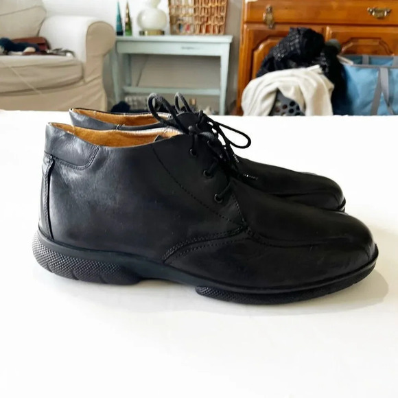 Men’s Easy B London‎ Shoes Comfort Chukka Boots Size 11 Extra Wide Black Leather - Picture 2 of 15